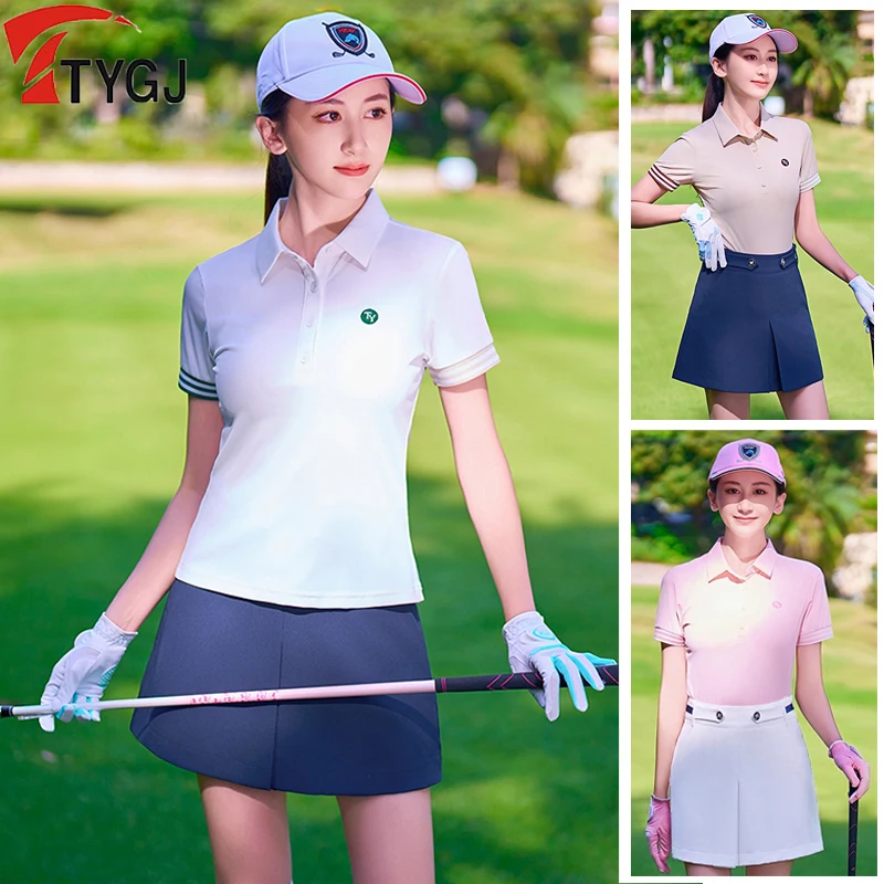 

Ttygj Golf Women's Apparel Short-sleeved T-shirt Summer Slim Sports Top Golf Short Skirt Quick-drying A-lined Skorts XS-XL