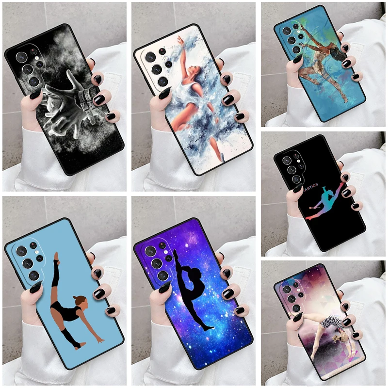 Phone Case For Samsung Galaxy S24 S23 S21fe S22 Ultra Plus Note 10 20 S8 S9 S10 Cover Love Gymnastics Oil Painting