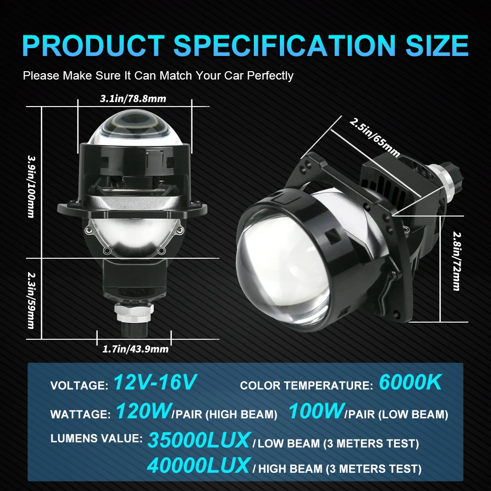 Lupu 3.0 Inch Bi Led Projector Lens Halo Light H4 H7 Car Headlights Angel Eyes High Low Beam 9005 9006 LED Auto Retrofit Lamp view 6