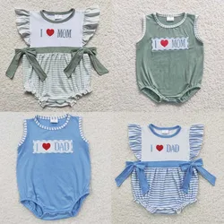 Mono con bordado de burbujas para recién nacido, ropa de verano de una pieza con bordado I Love Dad Mom