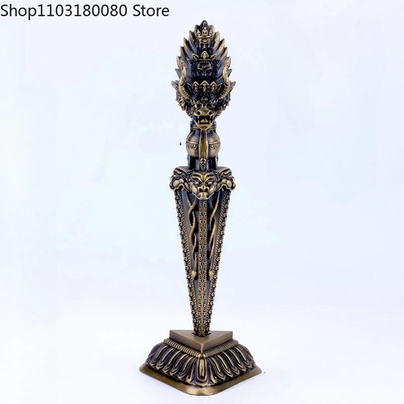 Estatua tibetana de cobre Dorje Phurba, escultura de Yamantaka Vajra Kila con base, 21cm, 18cm, 15cm