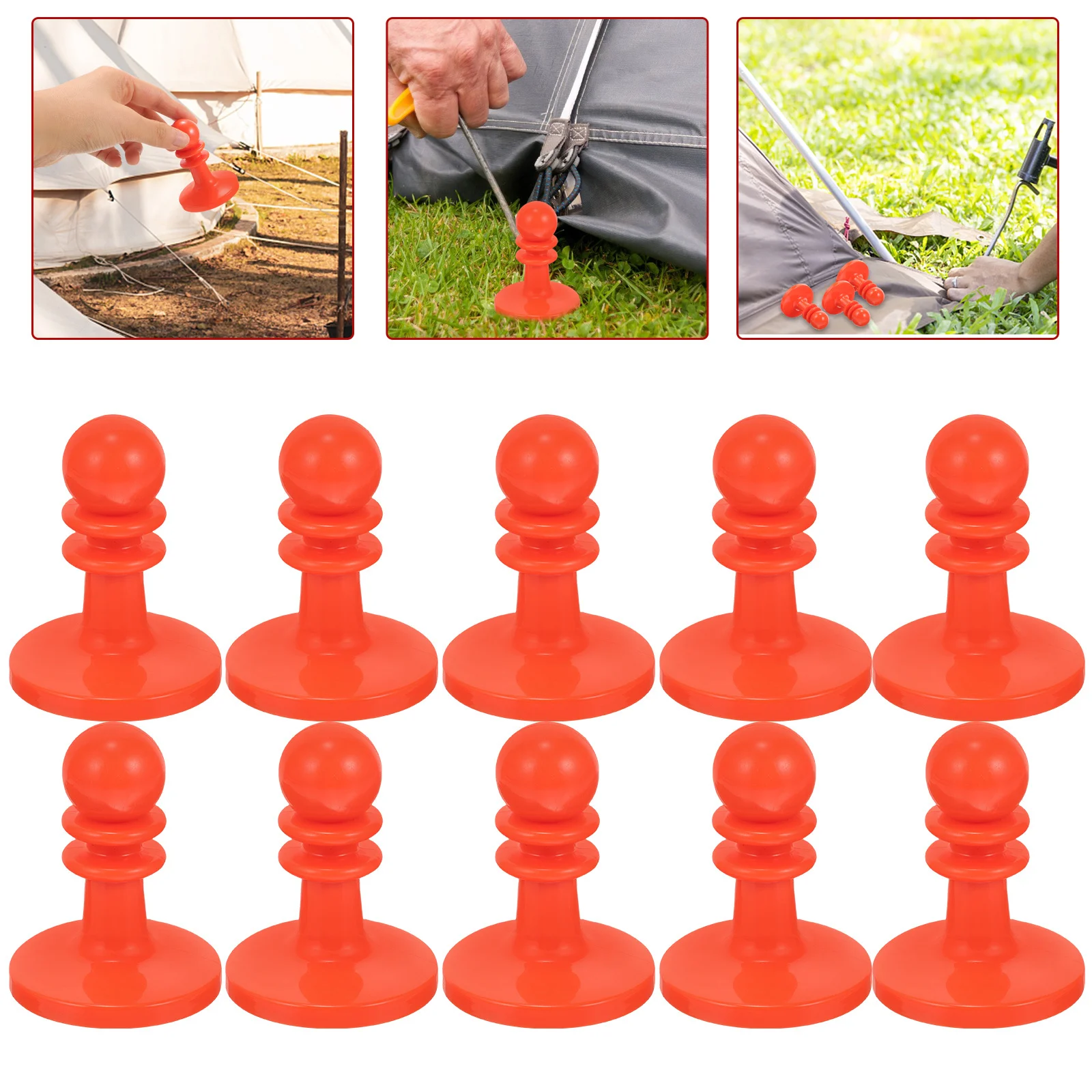 

10Pcs Guard Anti-Thunder Caps Thick Solid Round Head Outdoor Tent Pole Support Hold Down Tarpaulin Grabber Camping