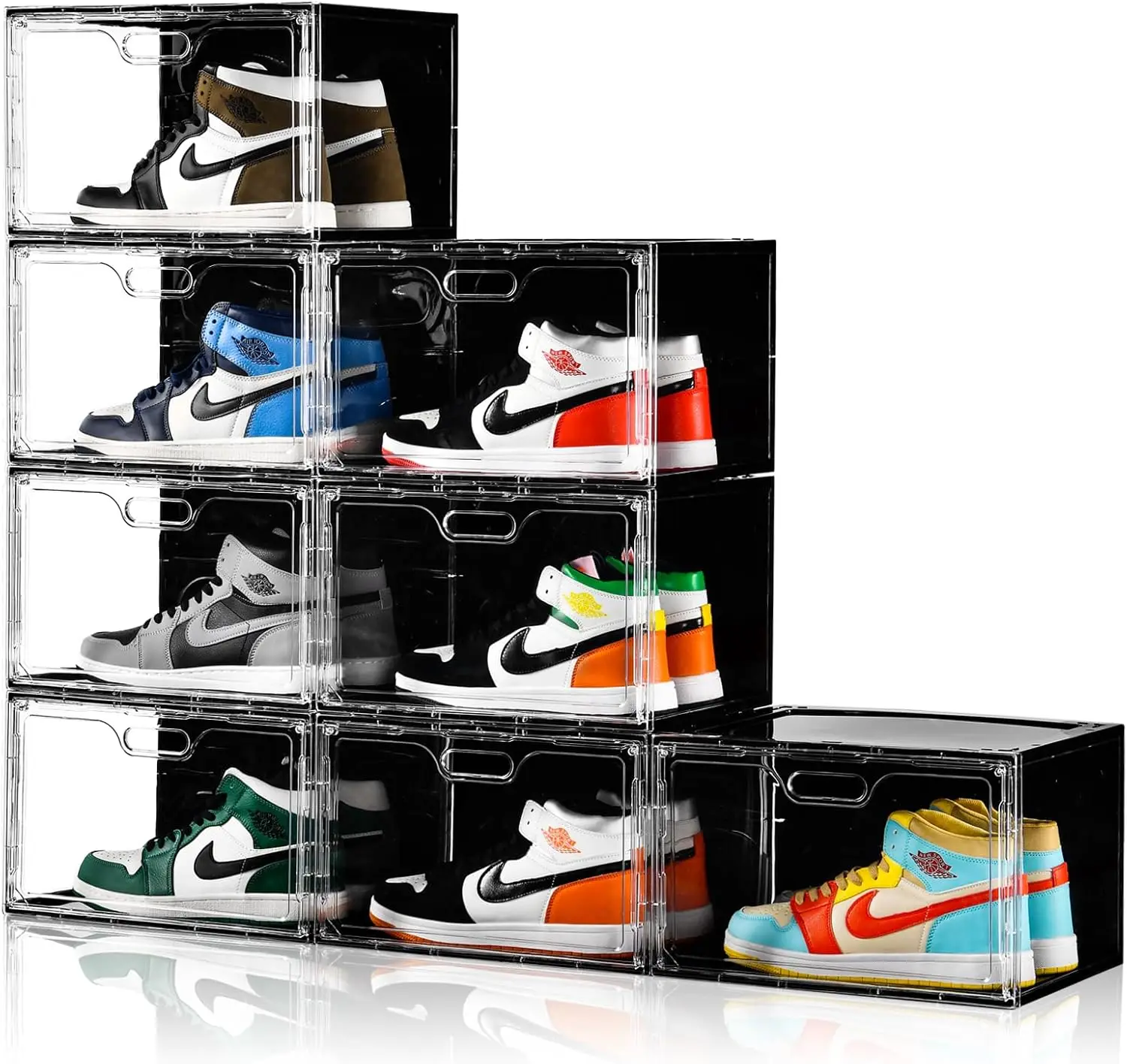 

Stackable Shoe Boxes 8-Pack, Large Sneaker Storage with Lids, Fit US Size 13
