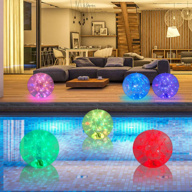 Solar Floating Ball Lights IP68 Waterproof Inflatable 16 Colors with Remote Control for Outdoor Beach Pond Yard Solar Pool Light