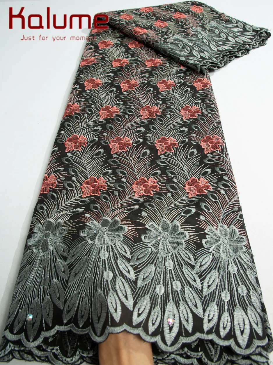 

Высококачественная хлопковая ткань Kalume Lace Swiss Voile 2026 с вышивкой, африканское кружево, 5 ярдов для пошива женских свадебных платьев