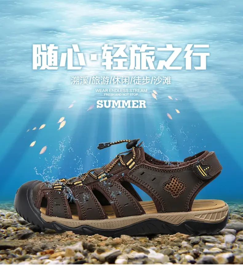 HUMTTO sandal musim panas untuk pria, sepatu Hiking bersirkulasi, sandal pantai air, sandal berkemah, Sneaker air HT-710445A untuk pria