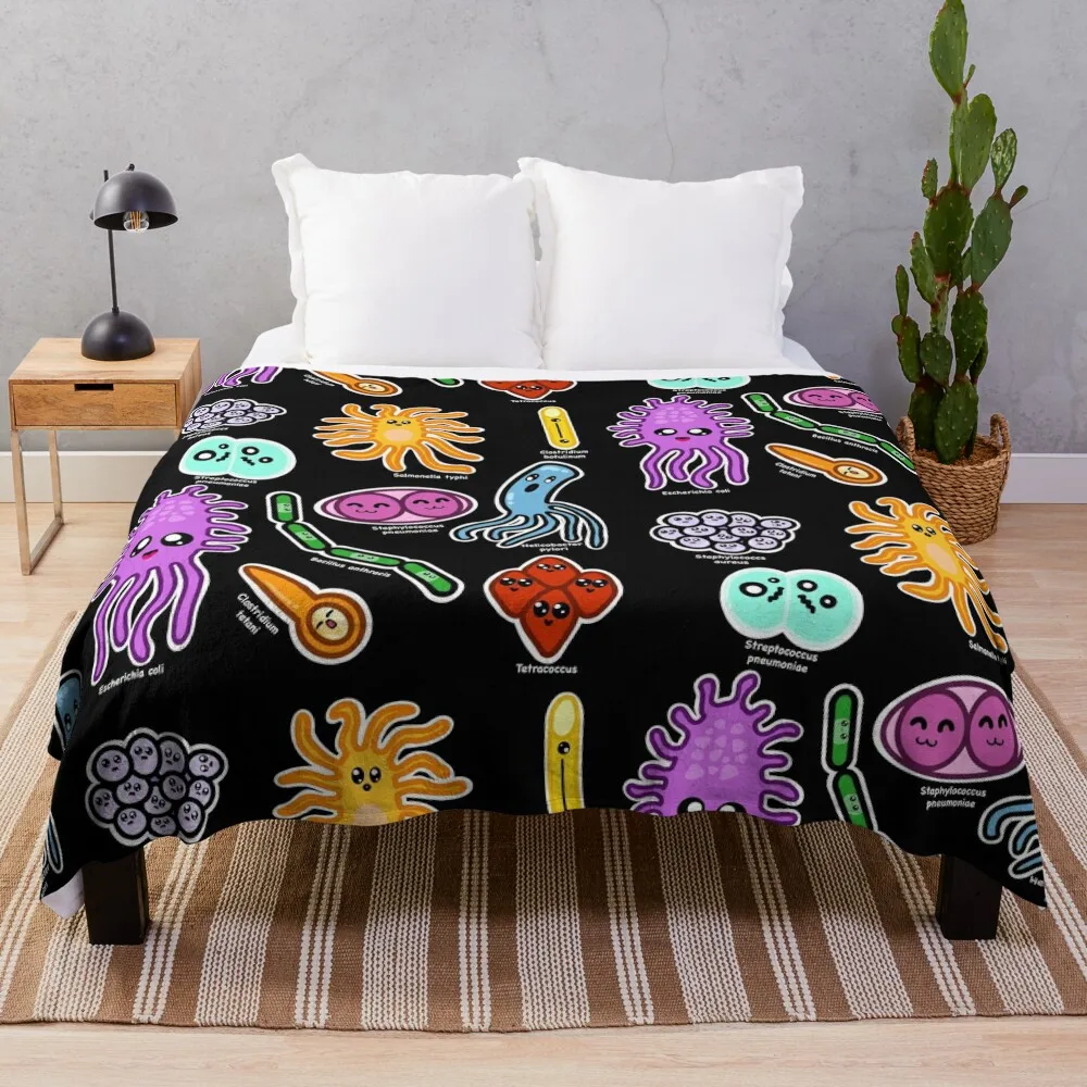 

Kawaii Types Of Bacteria Throw Blanket Decorative Beds Blankets For Baby Warm Blankets