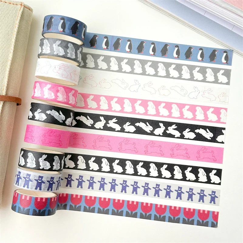 Cute Cartoon Rabbit Penguin  Tape Scrapbook  DIY Notebook Sticker Kawaii Tape Decoration