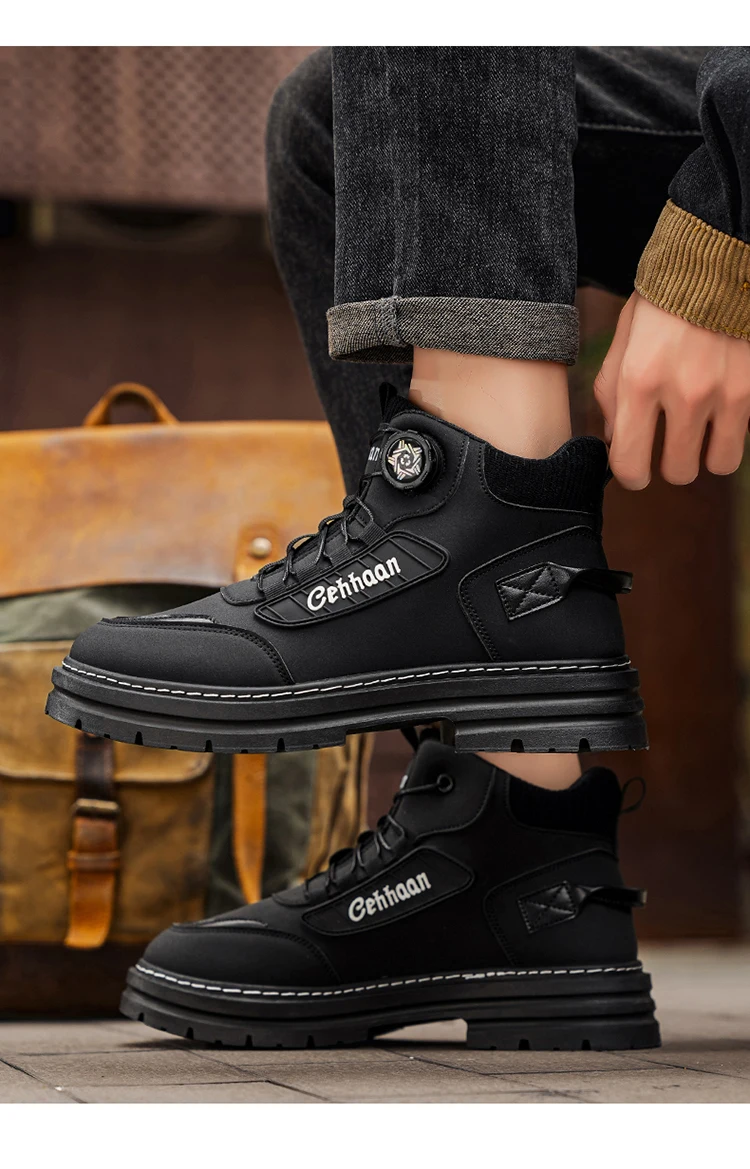 Herren-High-Top-Stiefel, Stofffutter für hohen Komfort, geeignet für Outdoor-Sportarten und den täglichen Gebrauch. – Detail 17