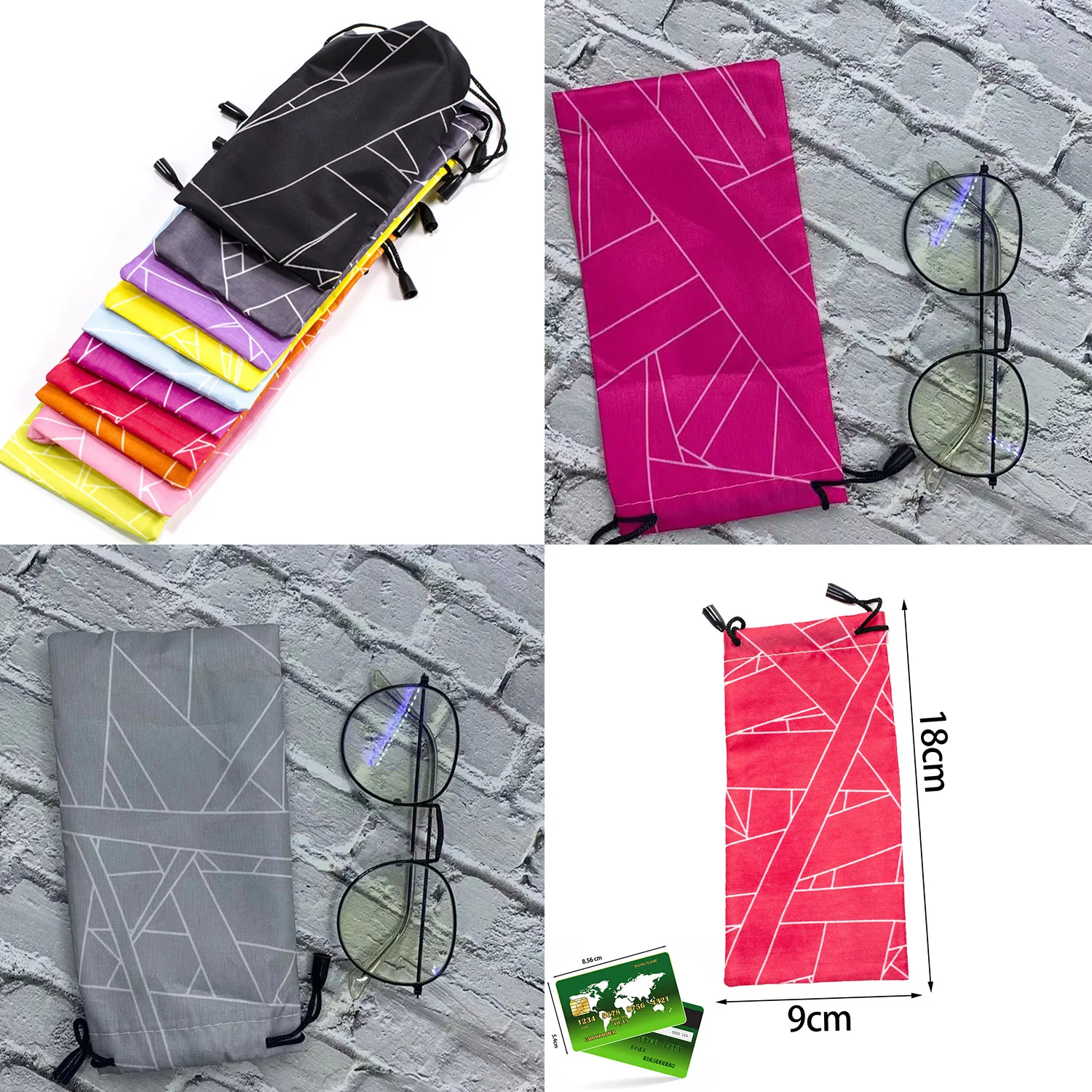 1PC Eyeglass Pouches Dust Proof Sunglasses Bags Convenient Drawstring Closure Soft Microfiber Spectacle Glasses Carry Bag