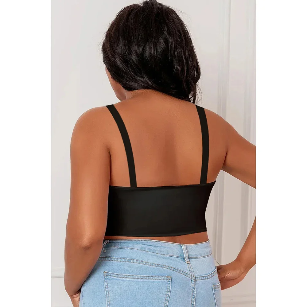 Plus Size Black Casual Cami Sleeveless Backless Tank Tops