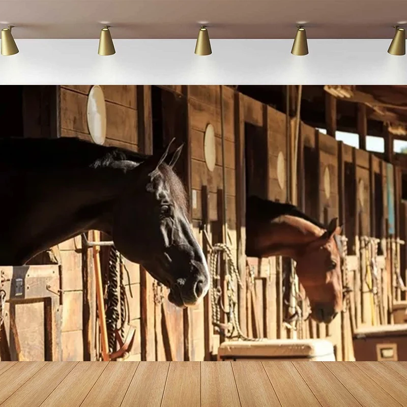 

Stable Photography Backdrop Stud-Farm Horses Scene Farm Country Village Rustic Rural Theme Cowboy Portrait Photo Background