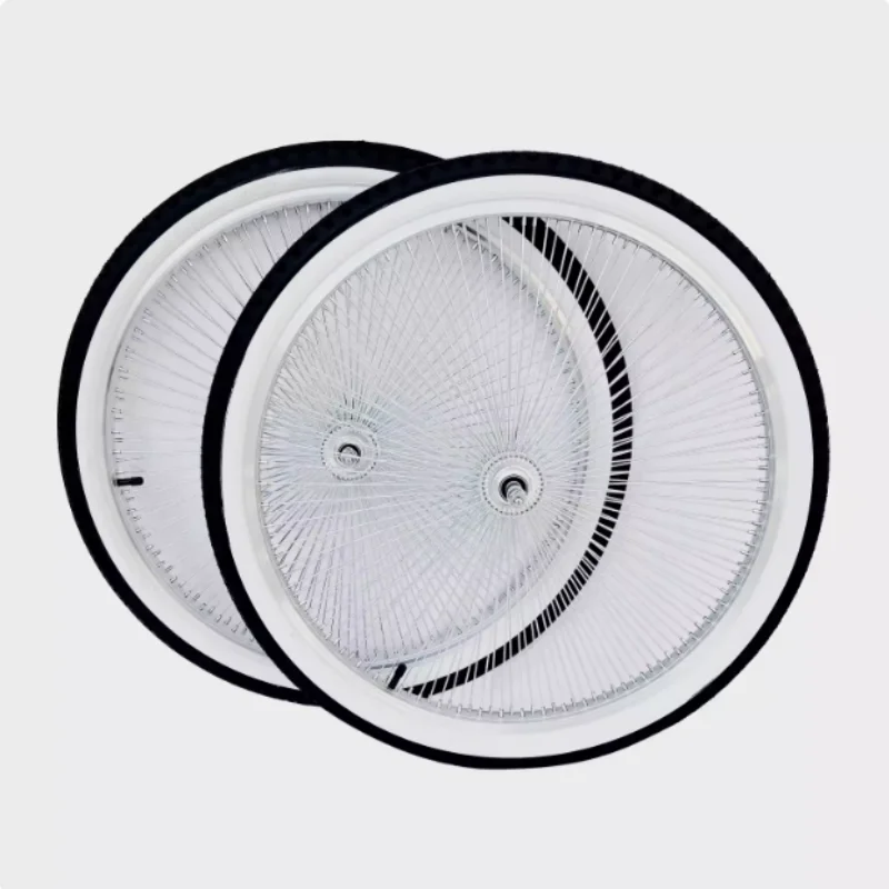 Aluminum Alloy Bicycle Wheel Set, Flower Drum, White Tire, 7-Speed Bearing, Retro, 26 \
