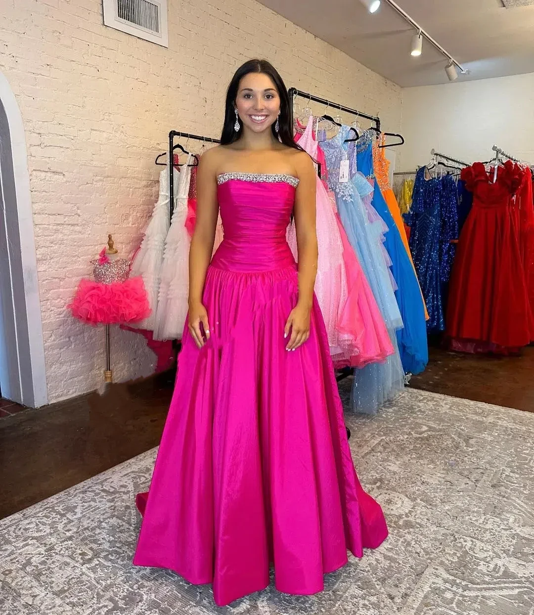 Abito da sera per festa di laurea, cocktail, banchetto, cocktail, festa di laurea, personalizzato, alla moda, multicolore, a-line, senza spalline, con perline di cristallo