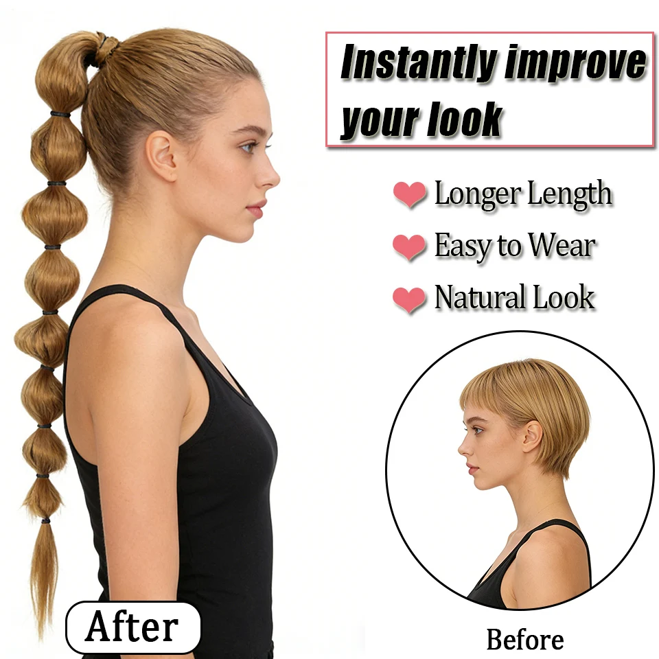 Extensión de cola de caballo esponjosa africana sintética, trenza larga con burbujas para un look voluminoso, accesorios para el cabello 2