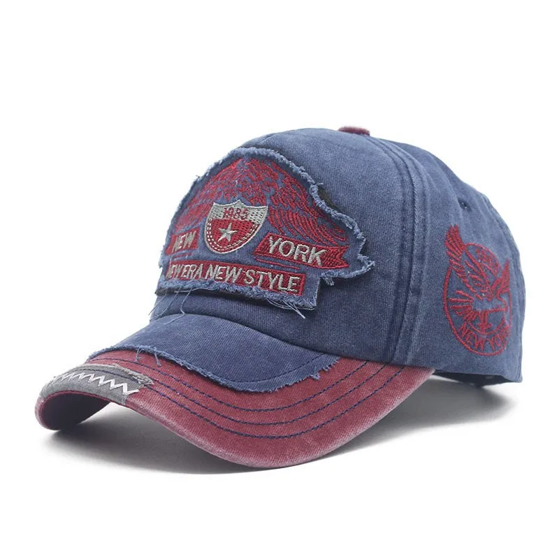 New York bestickte, gewaschene Denim-Baseballkappe für Männer und Frauen, im Freien, verstellbar, lässig, Sporthut, Hip-Hop, Streetwear, Sonnenhüte – Detail 6