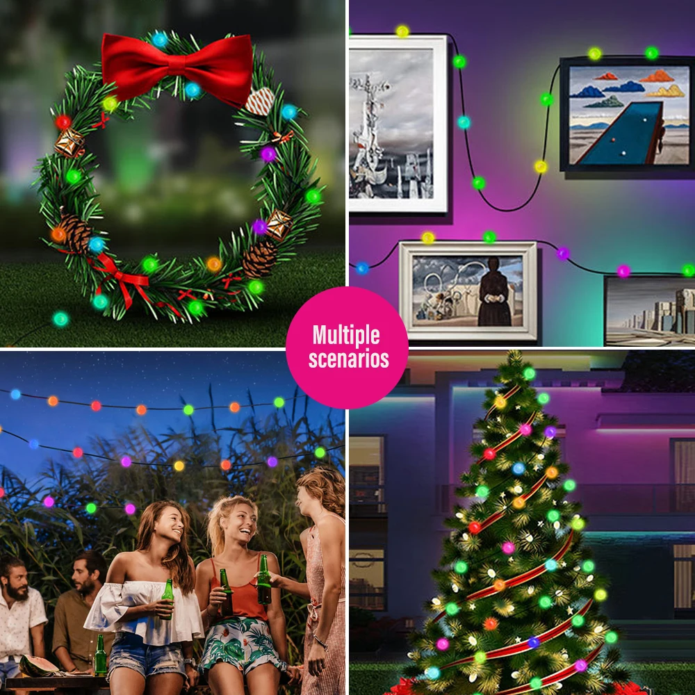 5M 10M String Light Garland Lights APP Smart Control Symphony Light Leather Line Lamp String Garden Christmas Decoration Lantern