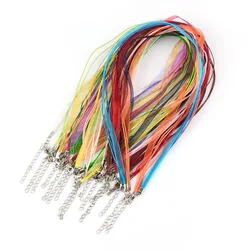 Free Shipping 20pcs 18inch Organza Ribbon Wax Cotton Necklace Cord,Extender Chain,Lobster Clasp,DIY Accessory