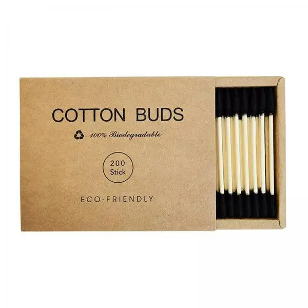 Natural Wooden Cotton Swab Sticks 200 Count Double Tip for Removal Baby Care and Precision Cleaning