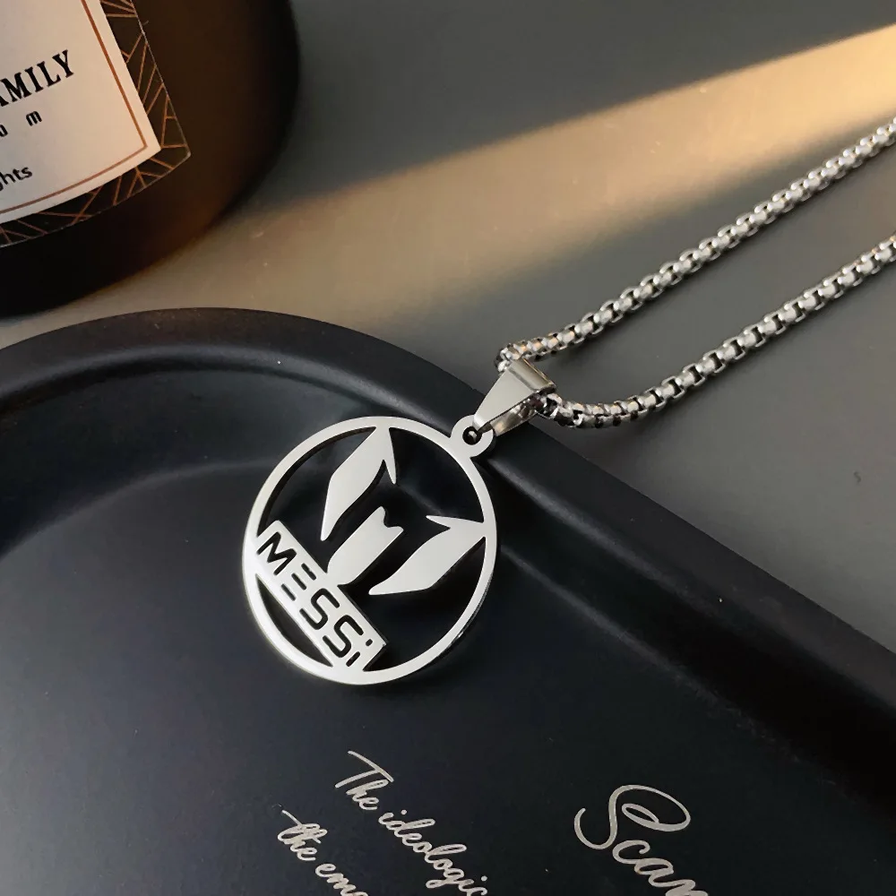 الفولاذ المقاوم للصدأ قلادة كرة القدم نجم كرة القدم كريستيانو رونالدو ليو ميسي قلادة الترقوة مجموعة المجوهرات الساحرة