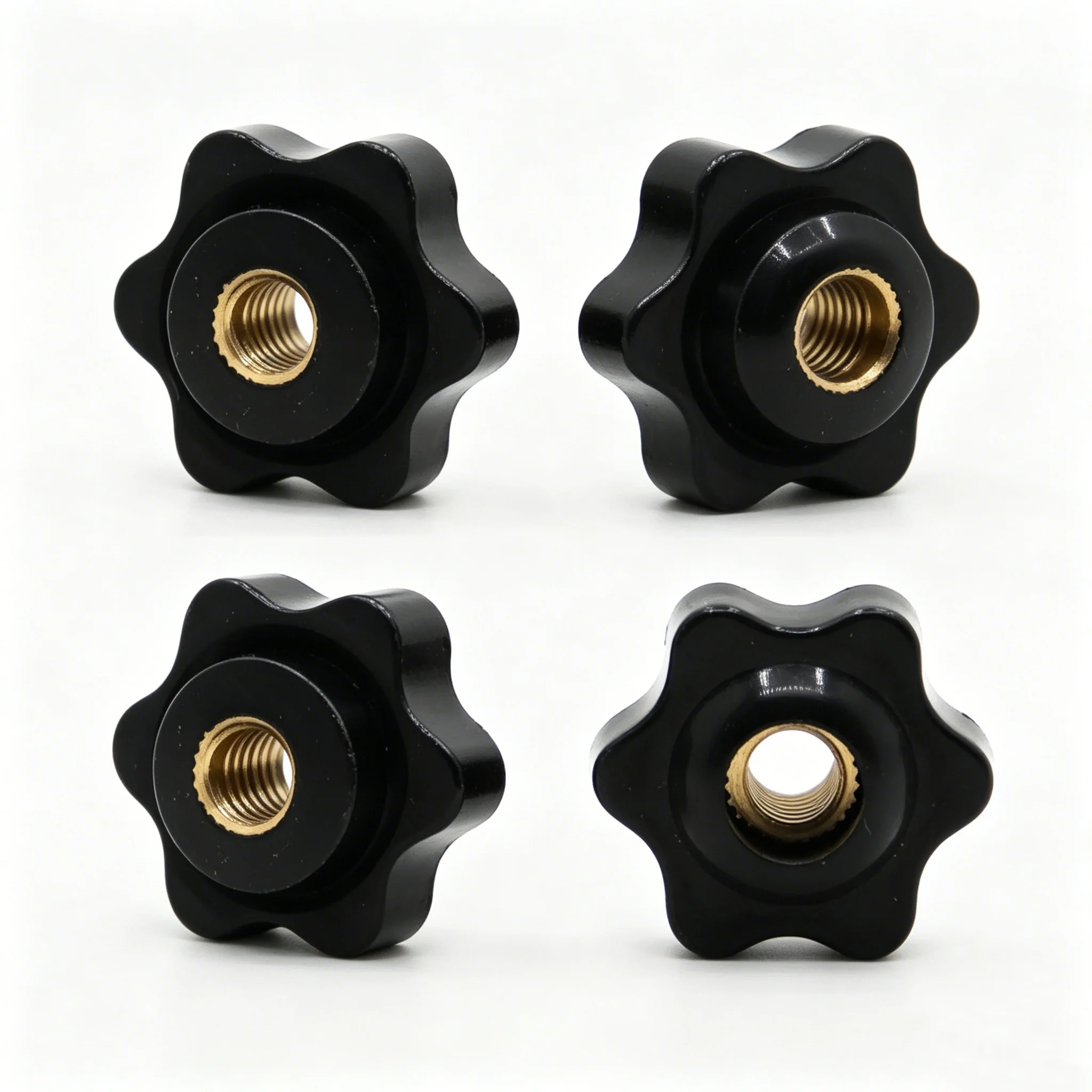 

M4 M5 M6 M8 M10 Plum Bakelite Hand Tighten Nuts Handle Thread Star Mechanical Black Thumb Nuts Clamping Knob Manual Nuts