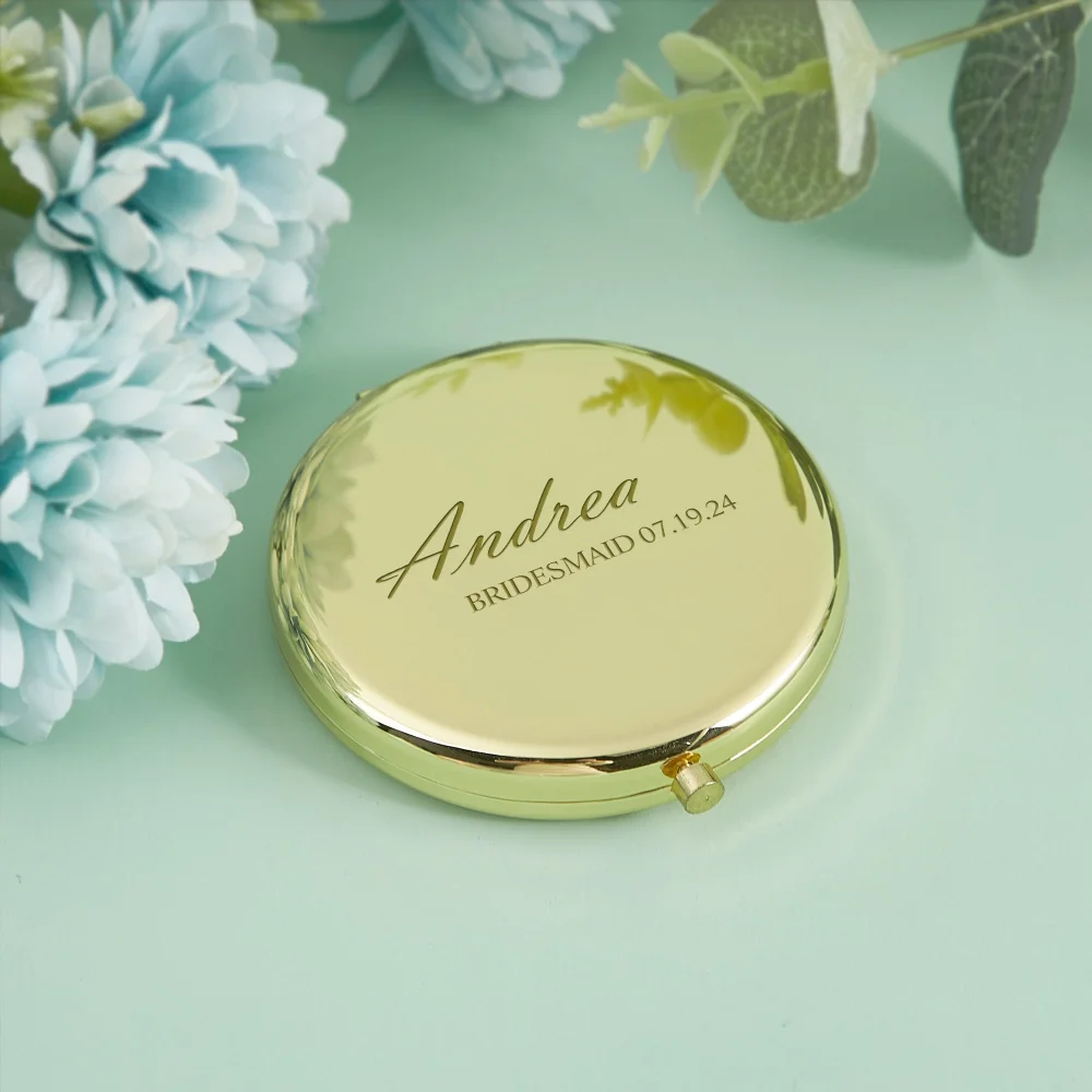 Personalized Makeup Mirror Compact Custom Pocket Mirror With Name Bridesmaid Gifts Gift for Her Wedding Party Bridal Favors