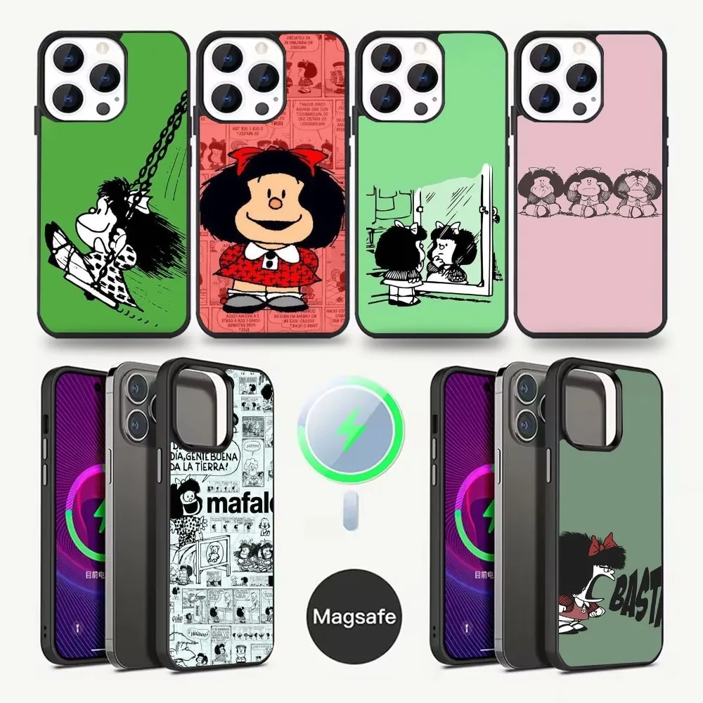 

Cartoon Cute M-Mafalda Phone Case For iPhone 16,15,14,13,12,11,Pro,Max,Plus,Mini,Magsafe,Magnetic Wireless Charging Case