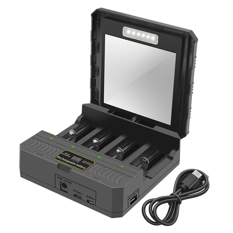 【NEW】18650 Charger Solar Lithium Battery Smart Charger Type-C Four-Slot Multi-Function Outdoor Charger