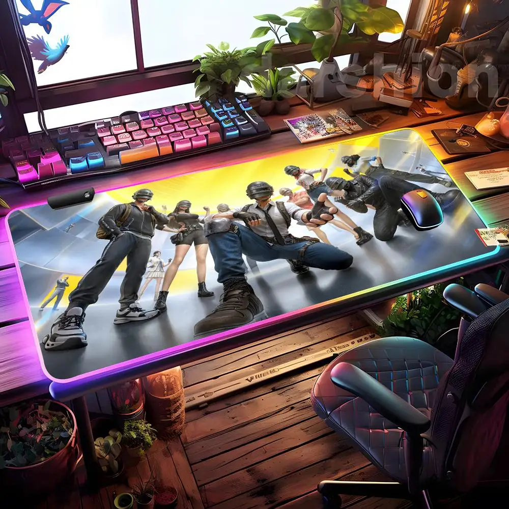 P-Pubg Large Gaming Mouse Pad Mousepad HD Printing Computer Gamers Locking Edge Non-slip RGB Mouse Pad XXL90x40cm Keyboard PC De