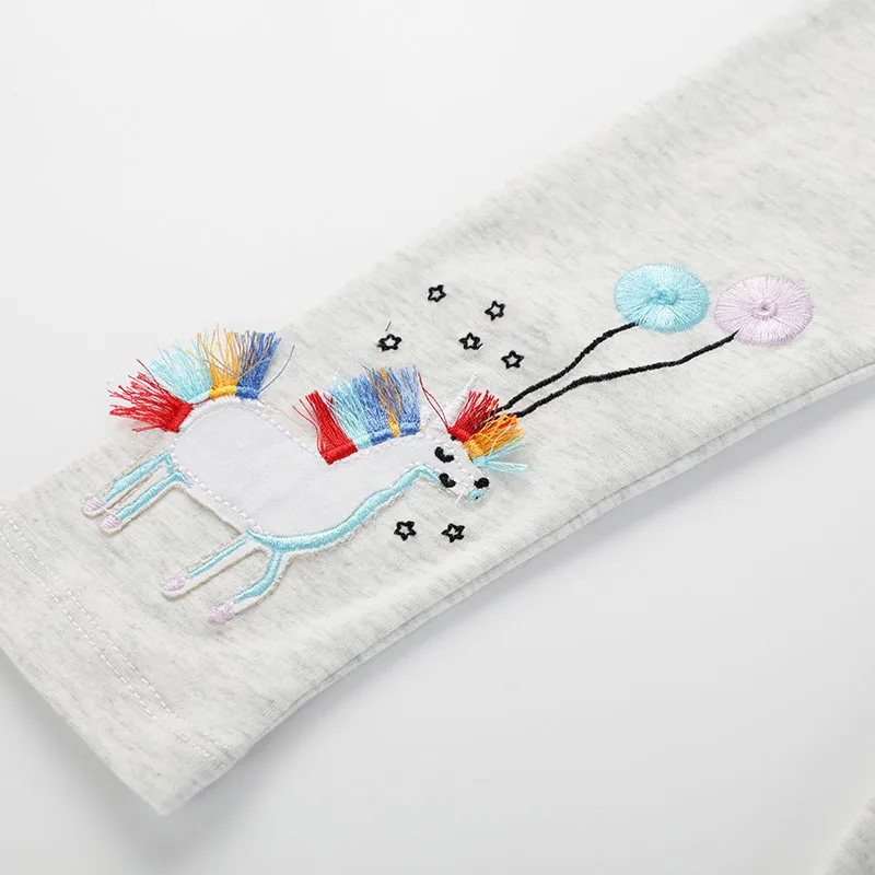 Little maven Korean Baby Girls Leggings Cotton Trousers Kids Clothes Cartoon Embroidery Unicorn Children\'s Clothing Pants
