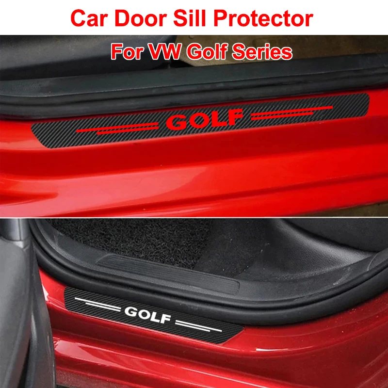 Carbon Fiber Car Door Edge Sill Protector Strip Sticker For VW Golf 4 5 6 7 MK7 MK6 MK5 MK4 MK3 MK2 Door Sill Decals Accessories