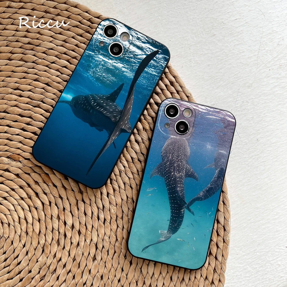 FOR IPhone 14 Ocean Whale Shark Swimming Soft Case for Iphone 14 11 12 Pro 8 7Plus X 13 Pro MAX SE2020 XR XS Soft Covers