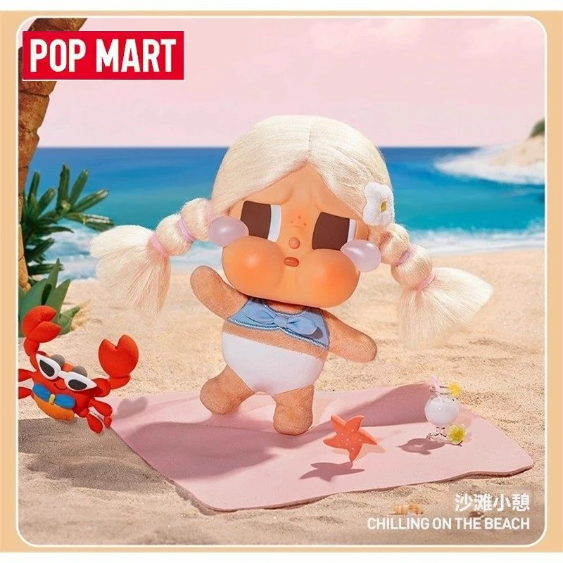 

100% Origina POP MART CRYBABY Vacation Mode On Vinyl Blind Box Cute Fluffy Pigtails Crying Face Figure For Toy Collectors
