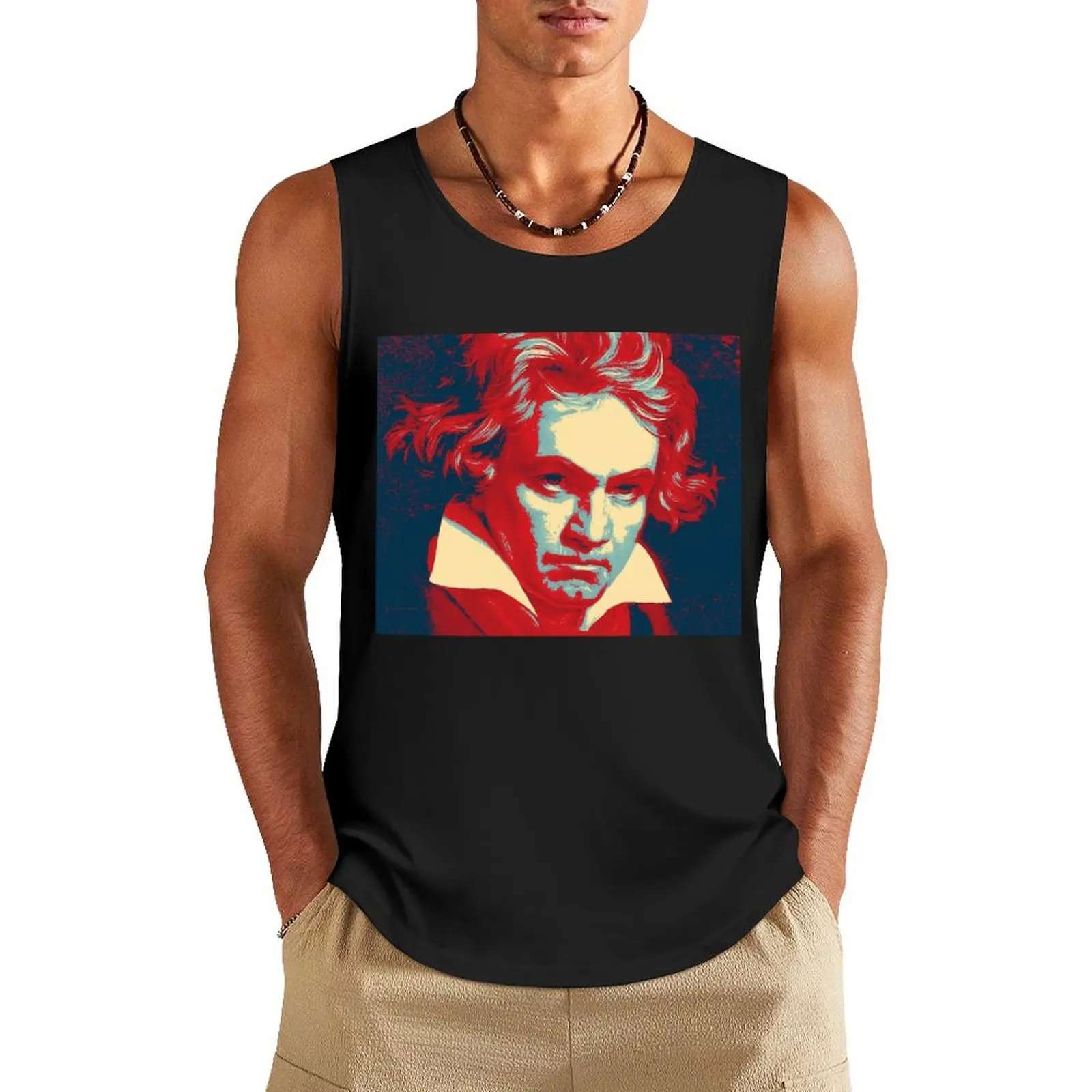 Мужская Спортивная Футболка Popart Beethoven, Однотонная футболка