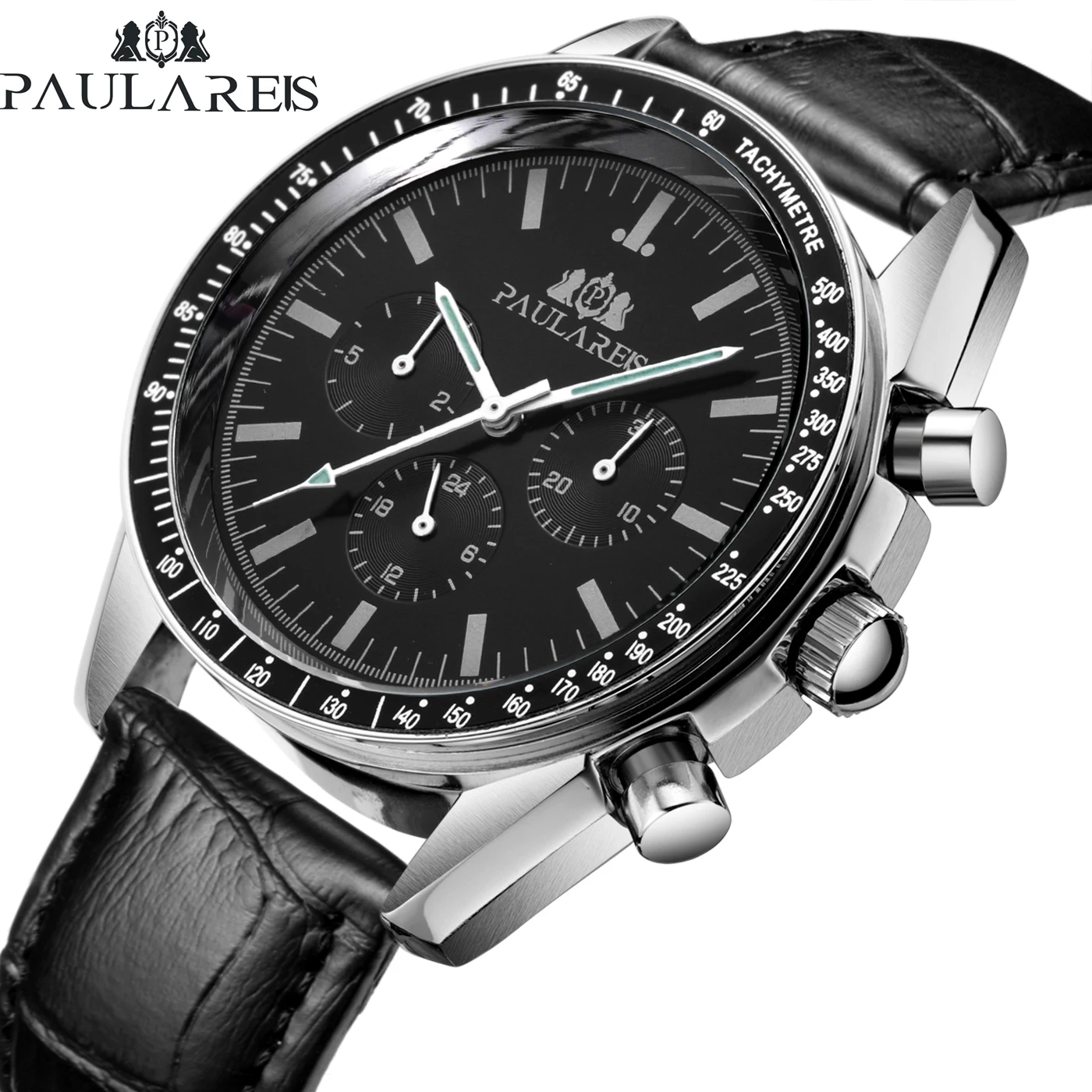 Men's Automatic Self-Winding Mechanical Watch Luminous Stainless Steel Brown Leather Luxury 42mm Multi-functional Watches