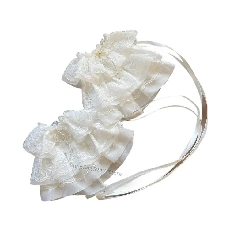 Protetores elegantes braço renda com falhas com fechamento fita ajustável Design elegante H7EF