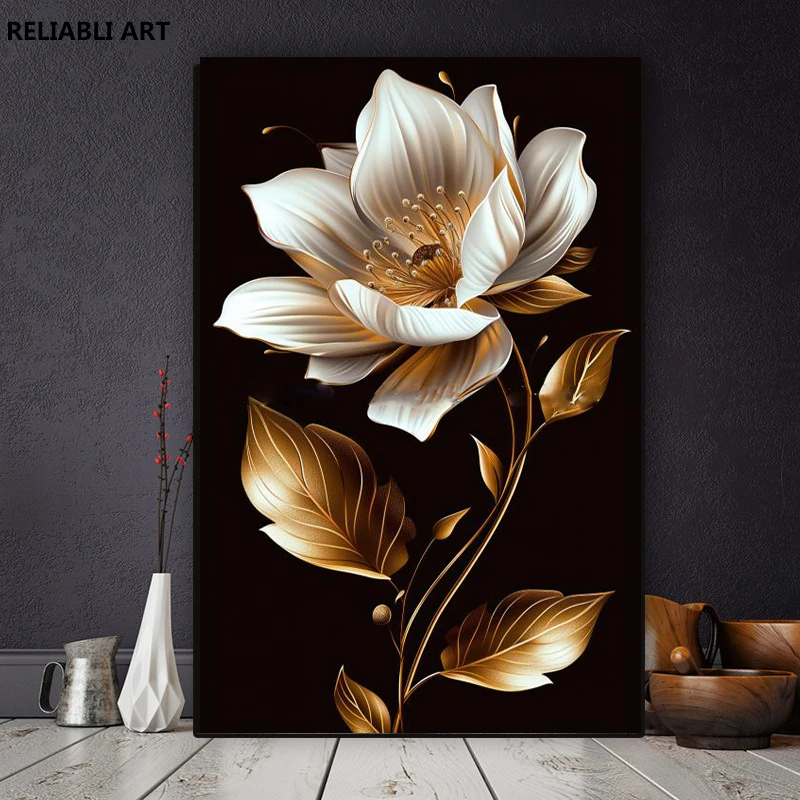 Abstract Art Blooming Flowers Canvas Painting, Posters, Modern Print Wall Art Floar Pictures, Home Decoration Cuadros Unframed