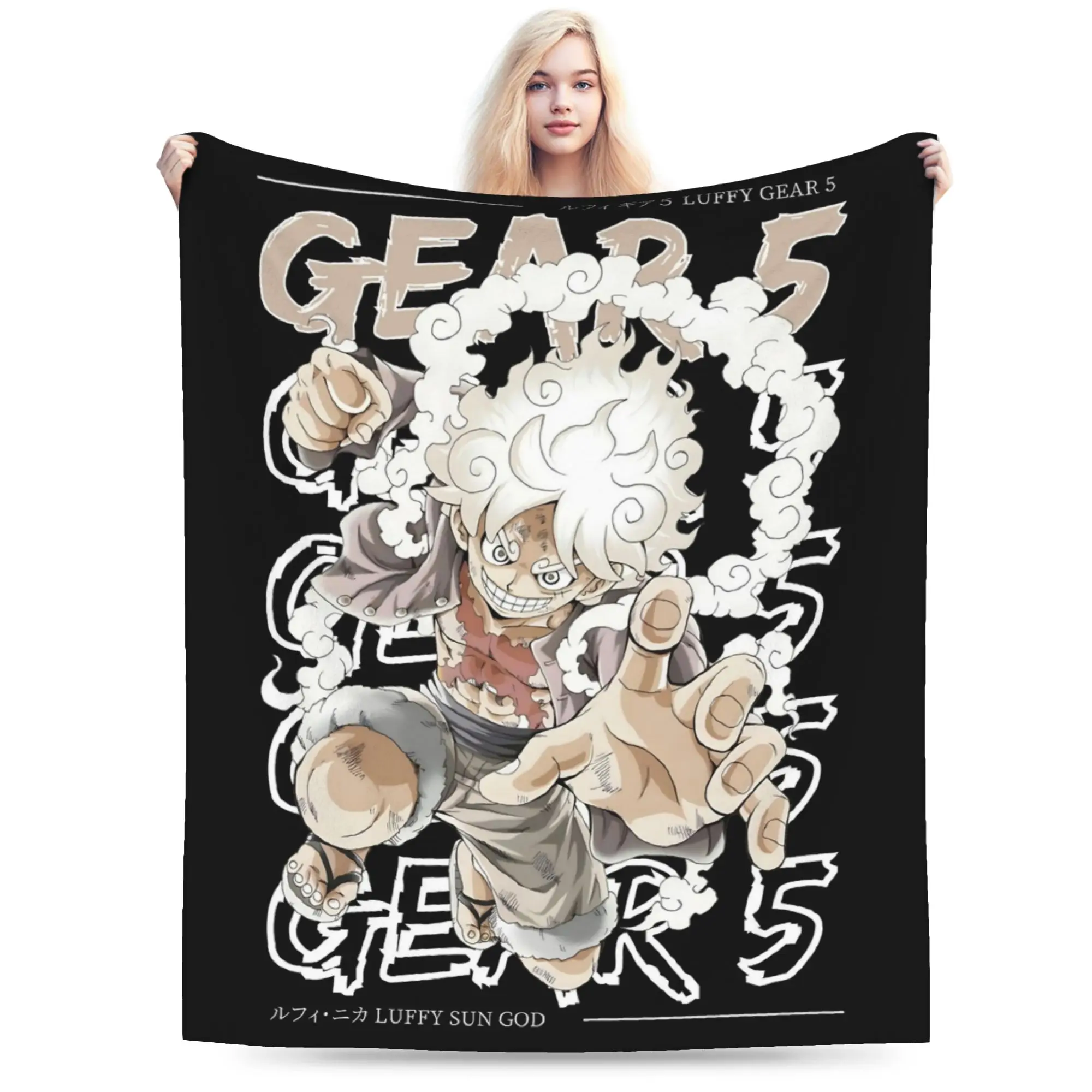 Ones Pieces Luffy Gear 5 Blanket Velvet Decoration   Multifunction Warm Throw Blanket for Bed Travel Quilt