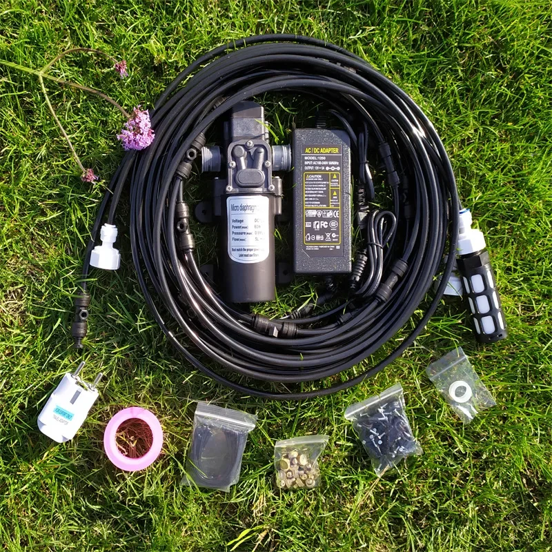 Garden Water Mist Spray Electric Diaphragm Pump Kit Greenhouse  irrigation Outdoor Misting Cooling System