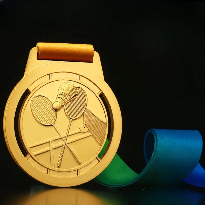 Zinc alloy individual metal medal making badminton tennis school games competition award gold, silver and copper