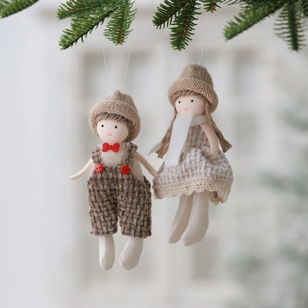 2Pcs New Christmas Cute Plush Angel Doll Pendant Lovely Boys Girls Xmas Tree Hanging Decoration Merry Christmas Party Ornaments