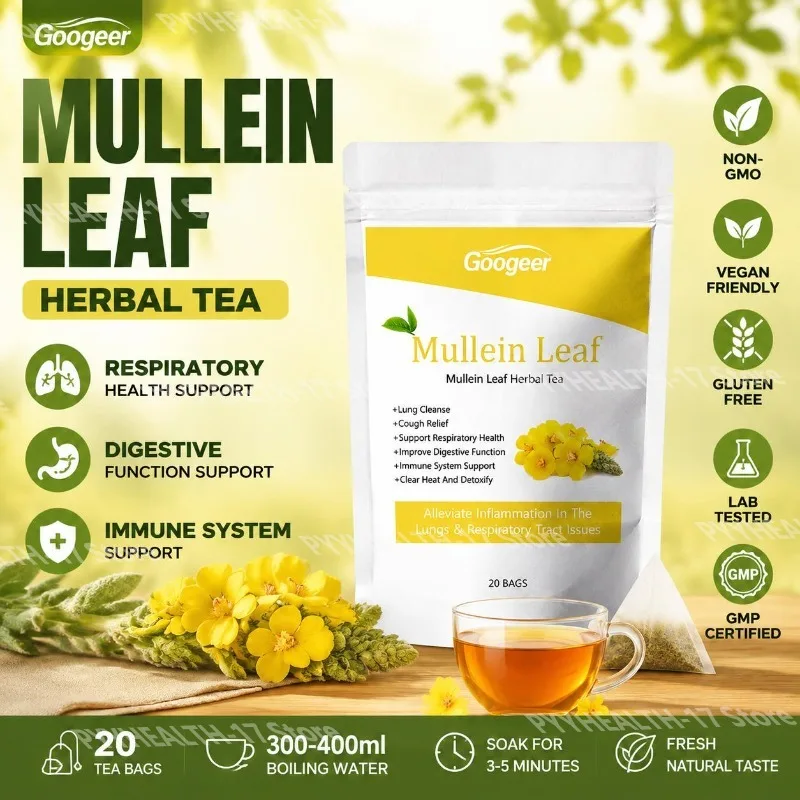 Googeer Mullein Leaf Herbal Tea Pure Natural Herbal Tea Caffeine Free Daily Wellness  for Men Women 20 Tea Bags