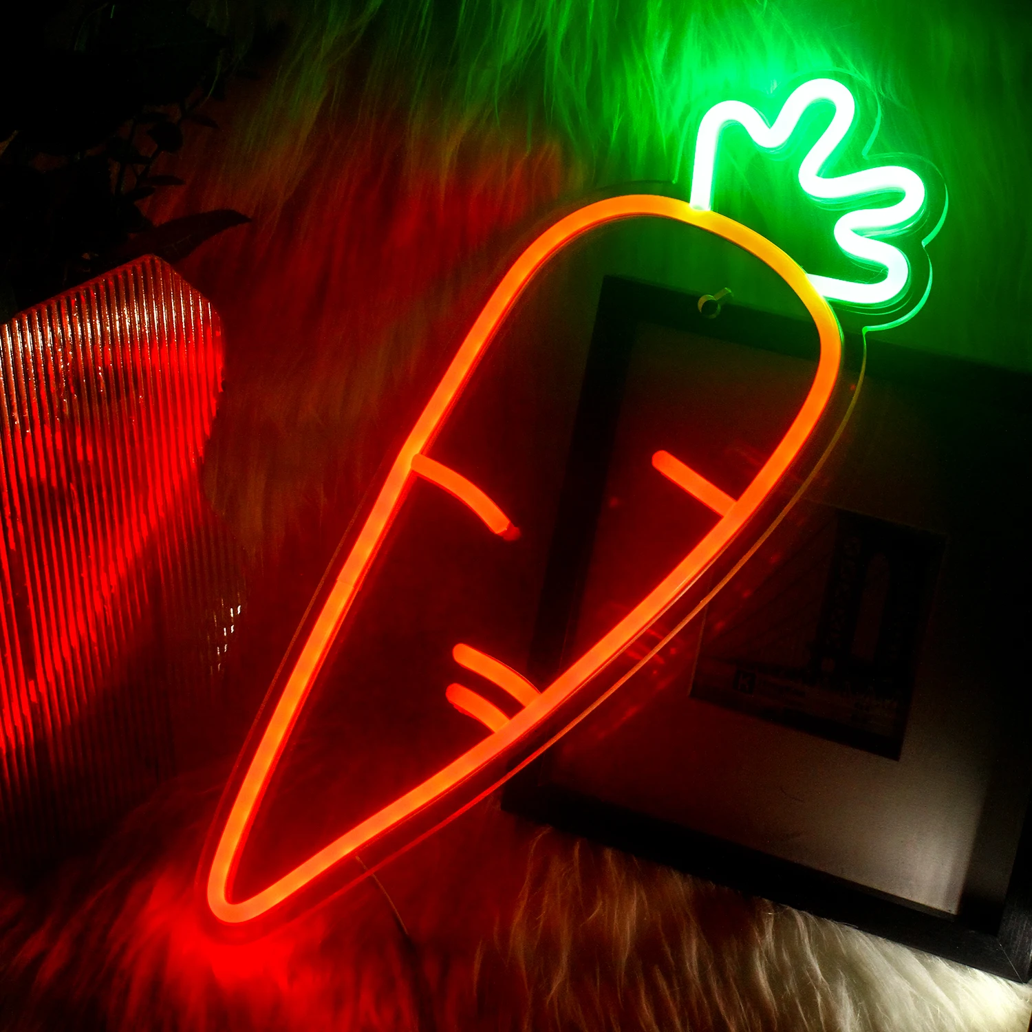 Ineonlife Neon Sign LED Light Chili Tomato Eggplant Carrot Acrylic Wall Bar Party Office Room Bedroom Kitchen Vegetable Decorate