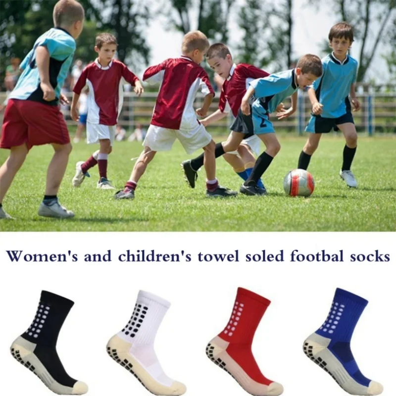 3 pairs of mid length children's sports football socks with anti slip socks to absorb sweat 33-38