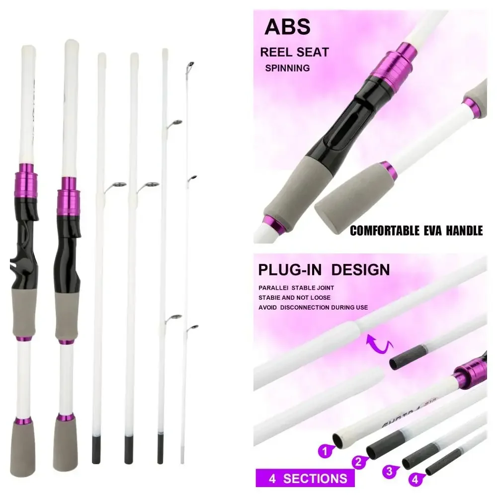 Casting Spinning Angelrute 2,1/1,8 m UltraLight Forelle Jigging Carbon Fiber Rod Pole 4/5 Abschnitt mit EVA Griff 3-15g Köder WT. – Detail 3