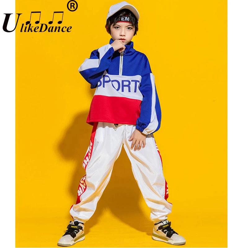 Girls Jazz Dance Costumes Girl Hip Hop Outfits Loose Tshirt Jogger Pants Clothing Boys Street Dancing Kids Modern Stage Wear