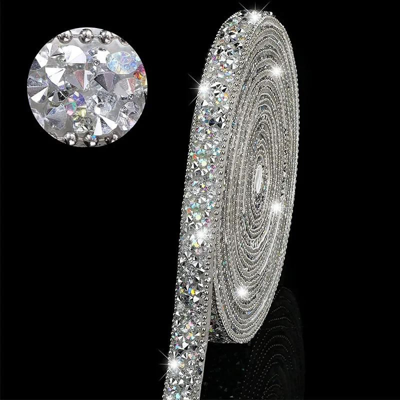 1 Yards Resin Rhinestone Ribbon Self Adhesive Diamond Ribbon Crystal Roll Glitter Resin Diamond Belt Bling For DIY Art Craft