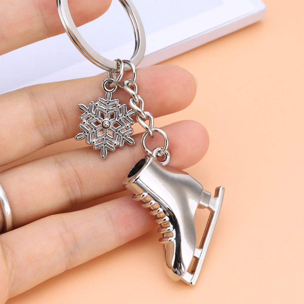 아이스 스케이트 눈송이 키체인 선물, 3D 스케이트 신발 키링, 겨울 선물, 5 팩