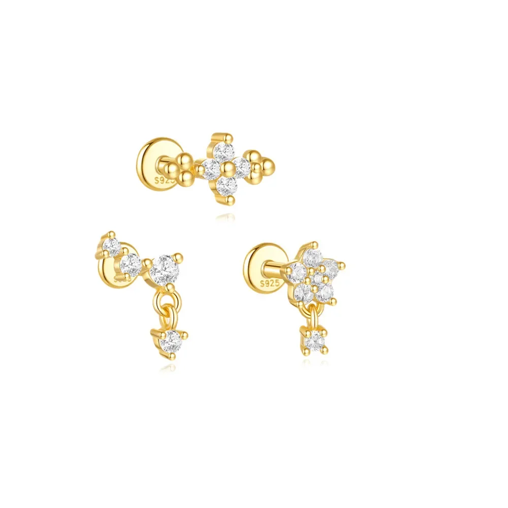 KO-Boucles d'oreilles en argent 925 pour femmes, 03/wear de diamant encia ded cartilage, boucles d'oreilles de ponction en spirale, bijoux cadeaux plMi925