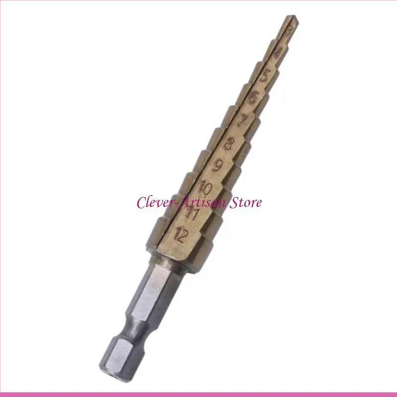 E06B HSS Cocted Step Stage Spet 1/4 "шестнадцатеричный хвостовик 3-12 мм режущий инструмент